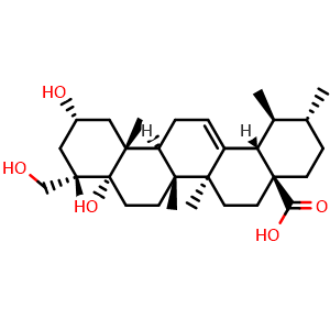 Chemical structure of Asiatic acid , CAS 464-92-6, AChemBlock U106704