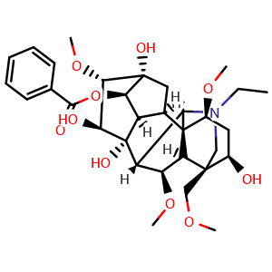 Chemical structure of Benzoylaconine , CAS 466-24-0, AChemBlock U106708