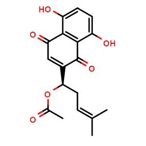 Chemical structure of Acetylshikonin , CAS 24502-78-1, AChemBlock U106800