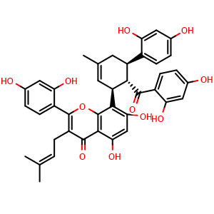 Chemical structure of kuwanon G , CAS 75629-19-5, AChemBlock U106929