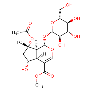 Chemical structure of 8-O-acetyl shanzhiside methyl ester , CAS 57420-46-9, AChemBlock U106997