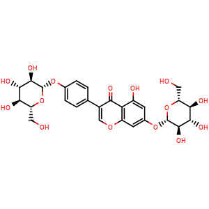 Chemical structure of Genistein 7,4'-di-O-β-D-glucopyranoside , CAS 36190-98-4, AChemBlock U107053