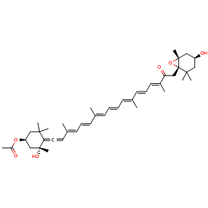 Chemical structure of Fucoxanthin , CAS 3351-86-8, AChemBlock U107072