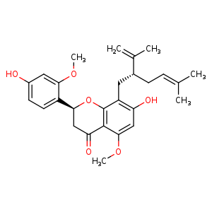 Chemical structure of 2'-O-methyl-Kurarinone , CAS 270249-38-2, AChemBlock U107109