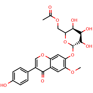 Chemical structure of 6''-O-Acetylglycitin , CAS 134859-96-4, AChemBlock U107114