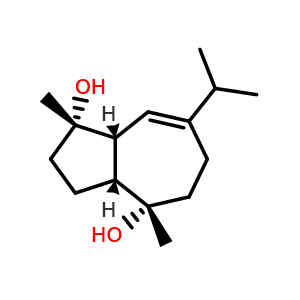 Chemical structure of 1αH,5αH-guaia-6-ene-4β,10β-diol , CAS 2013537-81-8, AChemBlock U107144