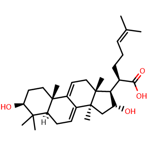 Chemical structure of 16α-Hydroxydehydrotrametenolic acid , CAS 176390-66-2, AChemBlock U107161