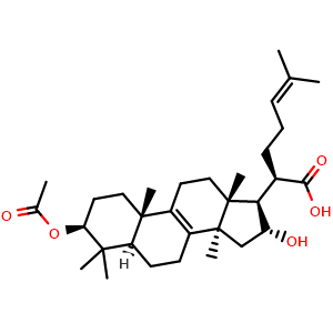 Chemical structure of 3-O-Acetyl-16α-hydroxytrametenolic acid , CAS 168293-13-8, AChemBlock U107166