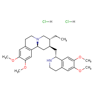 Chemical structure of Emetine dihydrochloride , CAS 316-42-7, AChemBlock U107185