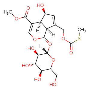Chemical structure of Paederosidic acid methyl ester , CAS 122413-01-8, AChemBlock U107211