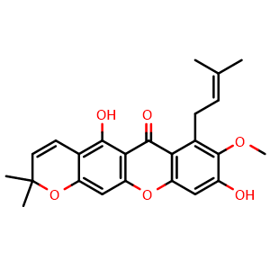 Chemical structure of 9-Hydroxycalabaxanthone , CAS 35349-68-9, AChemBlock U107290