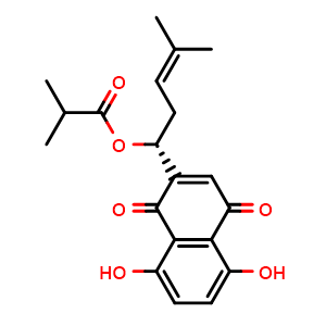 Chemical structure of Isobutyrylshikonin , CAS 52438-12-7, AChemBlock U107296