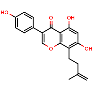 Chemical structure of 8-Isopentenylgenistein , CAS 104691-86-3, AChemBlock U107327
