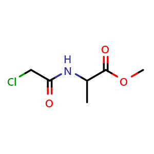 Chemical structure of Methyl 2-(2-chloroacetamido) propanoate , CAS 153842-00-3, AChemBlock U107392