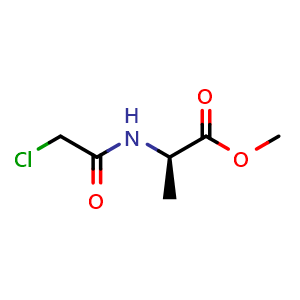 Chemical structure of (R)-Methyl 2-(2-chloroacetamido) propanoate , CAS 153842-01-4, AChemBlock U107393