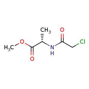 Chemical structure of (S)-Methyl 2-(2-chloroacetamido) propanoate , CAS 118375-95-4, AChemBlock U107394