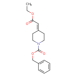 Chemical structure of Benzyl 4-(2-ethoxy-2-oxoethylidene) piperidine-1-carboxylate , CAS 82244-11-9, AChemBlock U107454