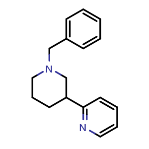 Chemical structure of 2-(1-Benzylpiperidin-3-yl)pyridine , CAS 861907-77-9, AChemBlock U107466