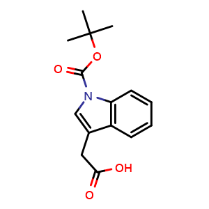 Chemical structure of 2-(1-(tert-Butoxycarbonyl)-1H-indol-3-yl)acetic acid , CAS 128550-08-3, AChemBlock U107498