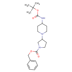 Chemical structure of tert-Butyl 1-(1-((benzyloxy)carbonyl) pyrrolidin-3-yl)piperidin-4-ylcarbamate , CAS 1823288-48-7, AChemBlock U107503