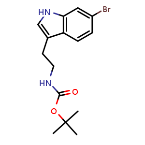 Chemical structure of tert-Butyl 2-(6-bromo-1H-indol-3-yl)ethylcarbamate , CAS 209168-88-7, AChemBlock U107510