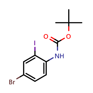 Chemical structure of tert-Butyl 4-bromo-2-iodophenylcarbamate , CAS 171513-04-5, AChemBlock U107511