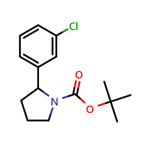 Chemical structure of tert-Butyl 2-(3-chlorophenyl)pyrrolidine-1-carboxylate , CAS 1467949-27-4, AChemBlock U107518