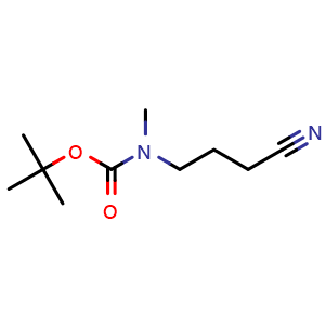 Chemical structure of tert-Butyl 3-cyanopropylmethylcarbamate , CAS 1379225-92-9, AChemBlock U107520