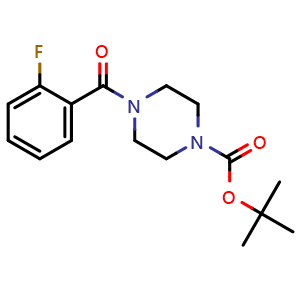 Chemical structure of tert-Butyl 4-(2-fluorobenzoyl)piperazine-1-carboxylate , CAS 828298-39-1, AChemBlock U107527