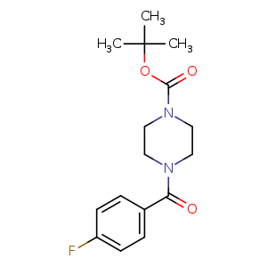 Chemical structure of tert-Butyl 4-(4-fluorobenzoyl)piperazine-1-carboxylate , CAS 186595-68-6, AChemBlock U107528