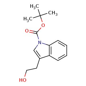 Chemical structure of tert-Butyl 3-(2-hydroxyethyl)-1H-indole-1-carboxylate , CAS 141972-32-9, AChemBlock U107532