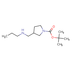 Chemical structure of tert-Butyl 3-((propylamino)methyl) pyrrolidine-1-carboxylate , CAS 1174668-77-9, AChemBlock U107553