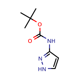 Chemical structure of tert-Butyl 1H-pyrazol-3-ylcarbamate , CAS 952674-76-9, AChemBlock U107555