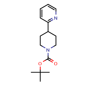 Chemical structure of tert-Butyl 4-(pyridin-2-yl)piperidine-1-carboxylate , CAS 206446-49-3, AChemBlock U107559