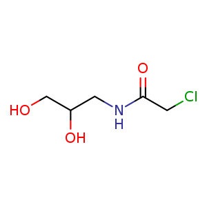 Chemical structure of 2-Chloro-N-(2,3-dihydroxypropyl)acetamide , CAS 71064-34-1, AChemBlock U107564