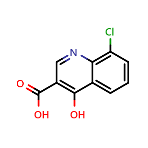 Chemical structure of 8-Chloro-4-hydroxyquinoline-3-carboxylic acid , CAS 35966-16-6, AChemBlock U107567