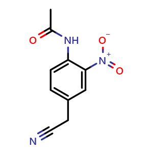 Chemical structure of N-(4-(Cyanomethyl)-2-nitrophenyl)acetamide , CAS 123270-23-5, AChemBlock U107581
