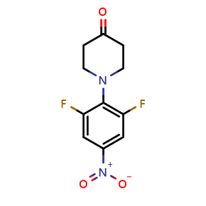 Chemical structure of 1-(2,6-Difluoro-4-nitrophenyl)piperidin-4-one , CAS 565459-90-7, AChemBlock U107599