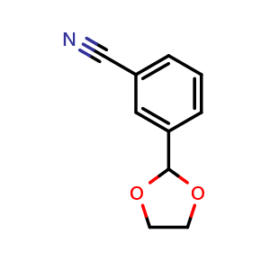 Chemical structure of 3-(1,3-Dioxolan-2-yl)benzonitrile , CAS 153329-04-5, AChemBlock U107612
