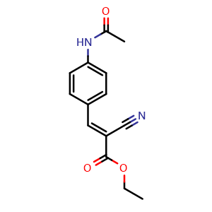 Chemical structure of Ethyl 3-(4-acetamidophenyl)-2-cyanoacrylate , CAS 6629-53-4, AChemBlock U107620
