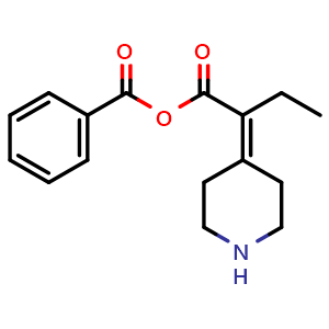 Chemical structure of Ethyl 1-benzoyl-(piperidin-4-ylidene)acetate , CAS 21363-69-9, AChemBlock U107627