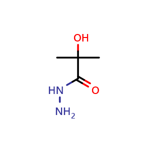 Chemical structure of 2-Hydroxy-2-methylpropanehydrazide , CAS 42596-46-3, AChemBlock U107660