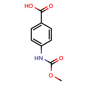 Chemical structure of 4-(Methoxycarbonylamino)benzoic acid , CAS 30063-17-3, AChemBlock U107673