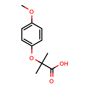 Chemical structure of 2-(4-Methoxyphenoxy)-2-methylpropanoic acid , CAS 17509-54-5, AChemBlock U107676