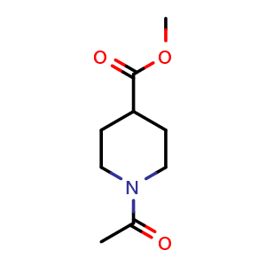 Chemical structure of Methyl 1-acetylpiperidine-4-carboxylate , CAS 126291-66-5, AChemBlock U107681
