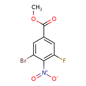 Chemical structure of Methyl 3-bromo-5-fluoro-4-nitrobenzoate , CAS 1123171-93-6, AChemBlock U107693