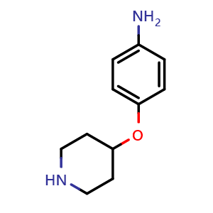 Chemical structure of 4-(Piperidin-4-yloxy)benzenamine , CAS 1023277-58-8, AChemBlock U107730