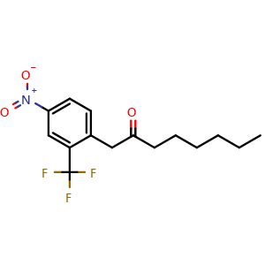 Chemical structure of 1-(2-(Trifluoromethyl)-4-nitrophenyl)octan-2-one , CAS 1951442-08-2, AChemBlock U107737