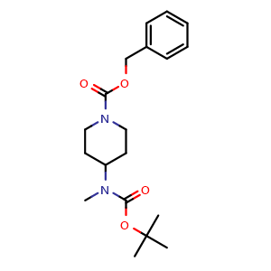 Chemical structure of Benzyl 4-(tert-butoxycarbonyl-(methyl)amino)piperidine-1-carboxylate , CAS 405057-76-3, AChemBlock U107757