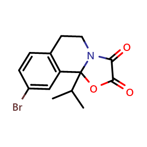Chemical structure of 9-Bromo-10b-isopropyl-5,6-dihydro-2H-oxazolo[2,3-a]isoquinoline-2,3(10bH)-dione , CAS 1951440-92-8, AChemBlock U107773
